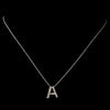 Initial Sterling Silver CZ Crystal Initial Bridal Wedding Necklace 4407
