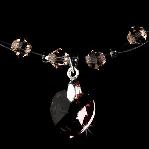 Child's Bridal Wedding Necklace Earring Multi Faceted Austrian Crystal Bead Jewelry Set 7248 Pink