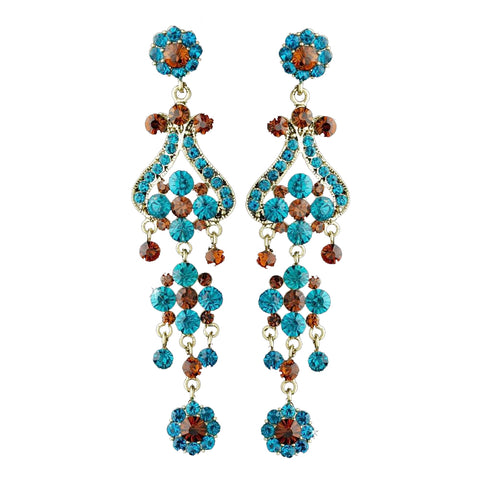 Gold Blue Brown Earring Set 1033