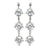 Antique Rhodium Silver Clear Rhinestone Dangle Bridal Wedding Earrings 1036