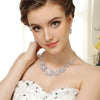 Silver Clear CZ Crystal Tear Drop & Marquise Crystal Bridal Wedding Jewelry Set 1290