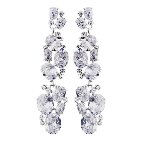 Silver Clear CZ Bridal Wedding Earrings 1301