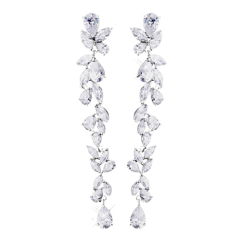Silver Clear CZ Bridal Wedding Earrings 1303