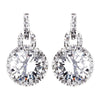 Round CZ Crystal Brass Silver Stud Bridal Wedding Earrings 1304
