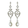 Vintage CZ & Freshwater Pearl Bridal Wedding Earrings 2027