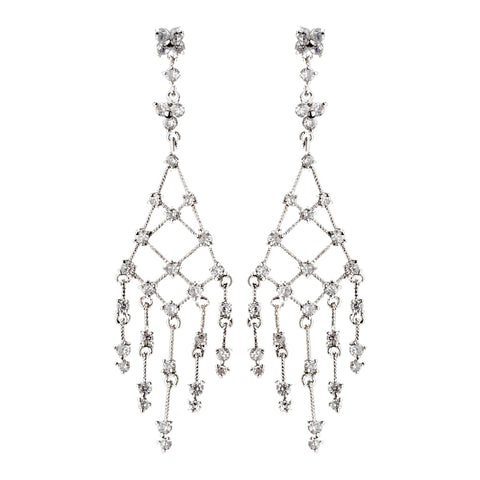 Antique Silver Clear Cubic Zirconia Earring E 2156