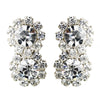 Silver Clear Round Rhinestone Bridal Wedding Hair Clipped Bridal Wedding Earrings 2221