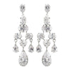 Antique Silver Rhodium Silver Clear CZ Crystal Chandelier Bridal Wedding Earrings 2282