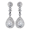 Rhodium Clear CZ Crystal Bridal Wedding Hair Clip On Bridal Wedding Earrings 2286