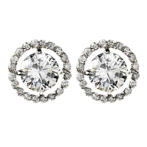 Captivating Silver Clear CZ Stud Bridal Wedding Earrings 2288