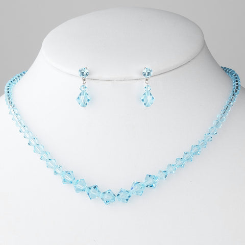 * Aqua Swarovski Crystal Bridal Wedding Jewelry Set NE 231