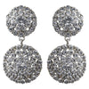 Rhodium Clear Rhinestone Drop Bridal Wedding Clip-On Earrings 2347