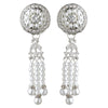 Rhodium White Pearl & Rhinestone Dangle Great Gatsby Bridal Wedding Earrings 2365