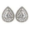 Rhodium Clear Teardrop CZ Crystal Stud Bridal Wedding Earrings 2450