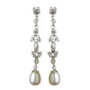 Stunning Cubic Zirconia Crystal & Pearl Drop Bridal Wedding Earrings E 2525