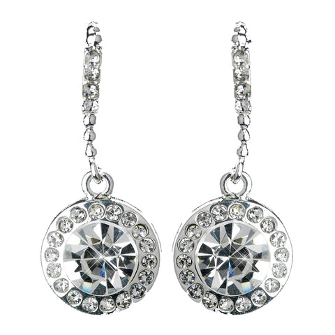 Silver Clear Rhinestone Drop Earring On Hook Bridal Wedding Earrings 25692
