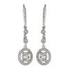 Rhodium CZ Crystal Leverback Dangle Bridal Wedding Earrings 2636
