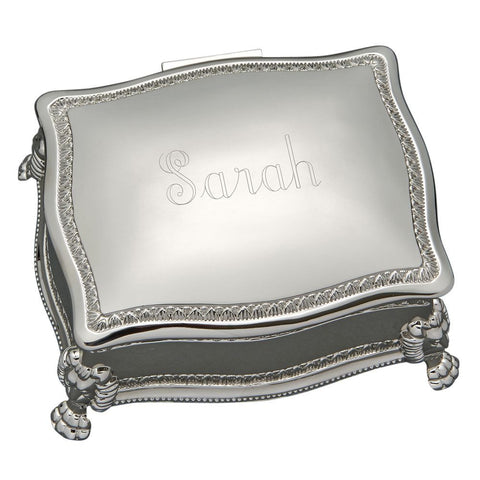 Silver Plated Square Victorian Jewelry Box 22023