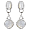 Silver CZ Opal Pearl Dangle Bridal Wedding Earrings