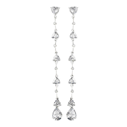 Gorgeous Antique Silver Clear CZ Dangle Bridal Wedding Earrings E 3834