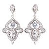 Rhodium Silver Vintage CZ Dangle Bridal Wedding Earrings 3908