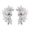 Antique Silver Clear CZ Bridal Wedding Hair Clip On Earring 3983
