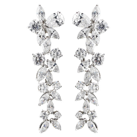 Beautiful Antique Dangling Cubic Zirconium CZ Bridal Wedding Earrings E 4031