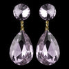 Gold with Large Light Amethyst Rhinestone Teardrop Bridal Wedding Earrings 40698