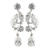 Silver Clear Multi Cut CZ Crystal Drop Bridal Wedding Earrings 4102