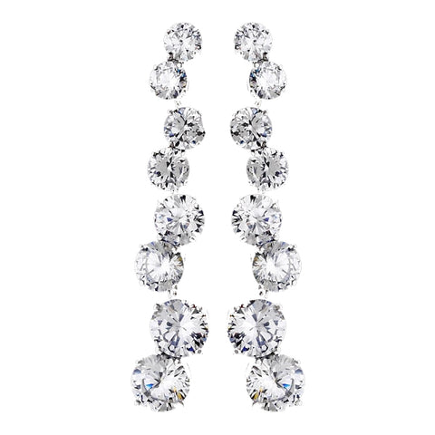 Dazzling Silver Clear CZ Bridal Wedding Earrings 5107