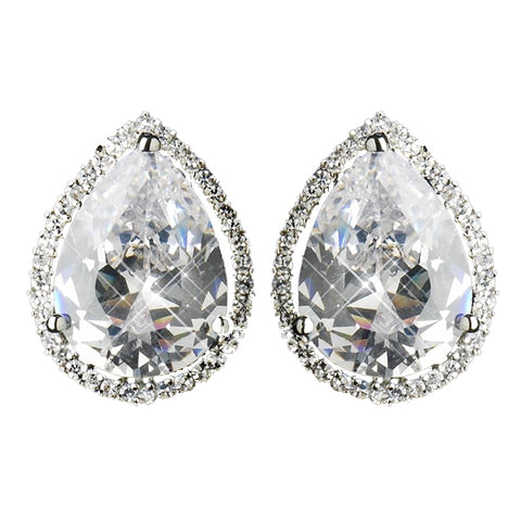 Antique Silver Clear CZ Stud Earring E 5141