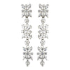 Antique Silver Clear Floral CZ Stone Bridal Wedding Earrings 5215