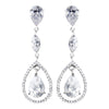 Antique Silver Clear CZ Crystal Bridal Wedding Earrings 5243