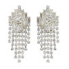 Silver Clear Baguette & Round Rhinestone Chandelier Bridal Wedding Earrings 5282