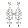 Antique Silver Clear CZ Cystal Chandelier Earring Set 5344