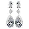 Large Cubic Zirconium Drop CZ Drop Bridal Wedding Earrings 5383