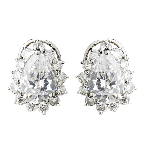 Encrusted Teardrop CZ Stud Bridal Wedding Earrings 5397