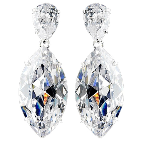 Antique Silver Plated Rhinestone Glistening Earring E 5400