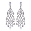 Fabulous Silver Clear CZ Chandelier Bridal Wedding Earrings 5554