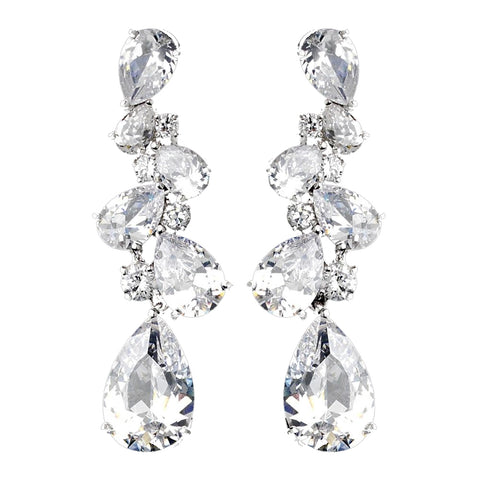 Sparkling Antique Silver Clear & CZ Earring 5882
