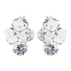 Beautiful Antique Silver Clear CZ Stud Bridal Wedding Earrings 5972