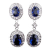 Silver Sapphire Kate Middleton Inspired Silver Sapphire Blue CZ Bridal Wedding Earrings 5996