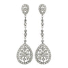 Enchanting Antique Silver Clear CZ Dangle Bridal Wedding Earrings 6500