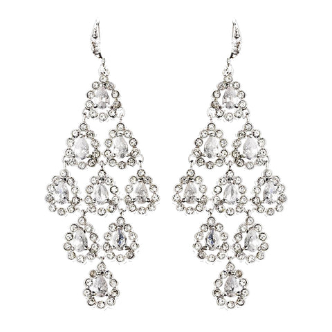 Gorgeous Antique Silver Clear Chandelier Earring E 6662