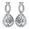 Antique Rhodium Silver Clear CZ Crystal Petite Eternity Infinity Bridal Wedding Earrings 7407