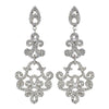 Rhodium Clear Encrusted CZ Crystal Swirl Chandelier Bridal Wedding Earrings 7425