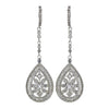 Rhodium Clear Encrusted CZ Crystal Dangle Bridal Wedding Earrings 7426