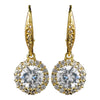 Gold Clear Leverback CZ Drop Bridal Wedding Earrings 8582