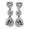 Gorgeous Silver Clear CZ Heart & Teardrop Bridal Wedding Earrings 7521