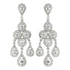 Rhodium Clear Round & Teardrop CZ Crystal Chandelier Bridal Wedding Earrings 7612